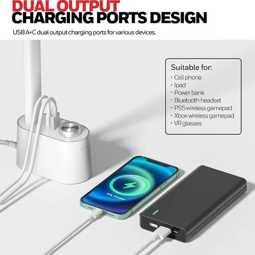 Miniatura 6 de Honeywell Lámpara de escritorio LED mejorada - H01 Pro Sunturalux™ Luz de escritorio plegable con puerto de carga USB A+C, lámpara de mesa regulable