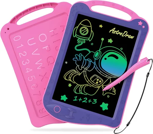 Miniatura 10 de [Certificado por ClimatePartner] HOMESTEC Astrodraw - Bloc de dibujo LCD colorido para niños, tablero de garabatos para niños de 3, 4, 5, 6 años