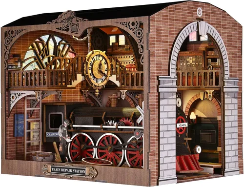 Miniatura 7 de Kit de Rincón de Libros, Kits de Rincón de Libros para Adultos, Construcción de Modelo de Rincón de Libros DIY, Rompecabezas de Madera 3D DIY