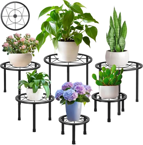 Sbosbo Paquete de 6 soportes de metal para plantas, soporte resistente para plantas de interior y exterior, soportes de hierro antioxidante para