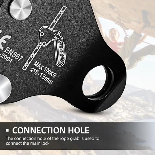 Miniatura 8 de Cuerda de escalada Ascender Grab Protección contra caídas Dispositivo de Belay Equipo de escalada de árboles, Equipo de rapel Ascensor de cuerda