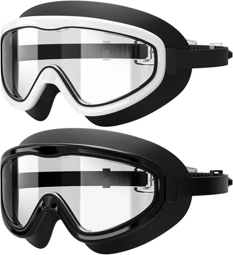 Gafas de natación para adultos, paquete de 2 gafas de natación con visión amplia para hombres, mujeres, jóvenes, adolescentes, gafas de natación con