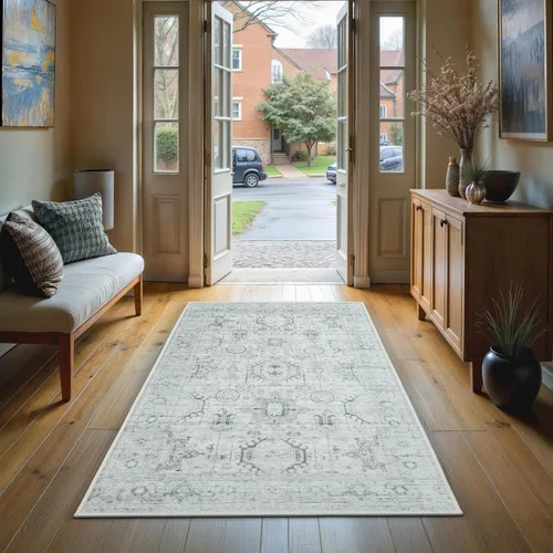 GLN Rugs Traditional Collection - Alfombra de felpilla lavable a máquina, tradicional lavable, antideslizante, alfombra de felpilla de pelo bajo,