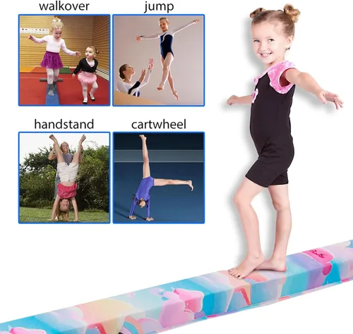 Miniatura 6 de FBSPORT Viga de Equilibrio de 8 pies/6 pies: Equipo de Gimnasia de Suelo Plegable para Niños y Adultos, Base de Goma Antideslizante, Viga