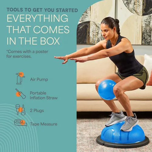 Miniatura 6 de Lifepro Half Balance Ball Trainer - Pelota de estabilidad para ejercicio, entrenamientos de cuerpo completo, gimnasio en casa y terapia física, Azul