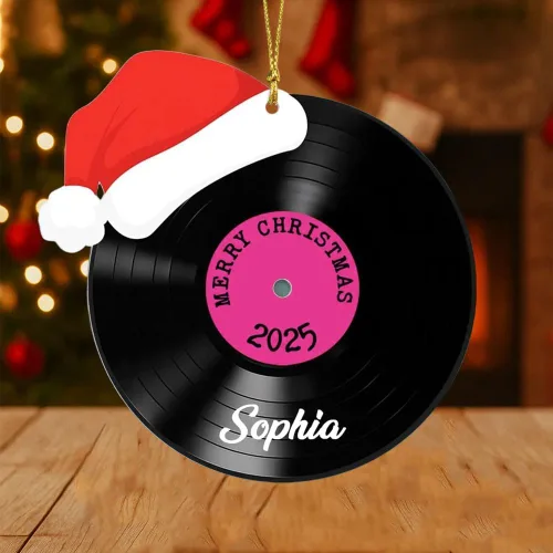 Miniatura 4 de Adorno de Disco de Vinilo Retro Personalizado 2025, Adorno de Músico Personalizado para Amantes de la Música, Decoración de Árbol de Navidad