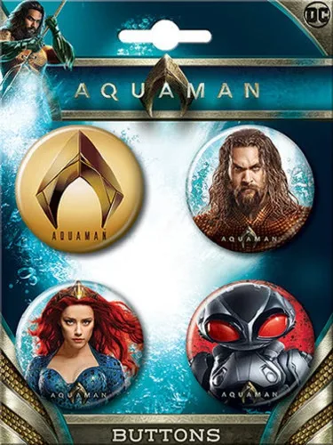 Miniatura 2 de Ata-Boy DC Comics Aquaman Movie Set de 4 botones coleccionables de 1.25