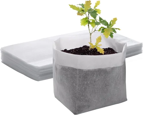 Miniatura 9 de Greaner 100 bolsas de cultivo de vivero grandes, 7.8 x 8.6 pulgadas, bolsa de cultivo de plántulas de tela biodegradable no tejida, bolsas