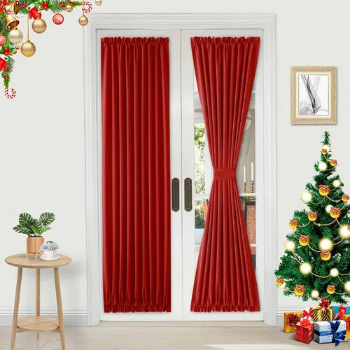 Miniatura 90 de DWCN Cortinas para puerta francesa: cortina térmica con bolsillo para barra para puertas con ventana de vidrio, puertas de cocina y patio