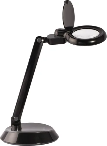 OttLite Lámpara de escritorio LED con lupa que ahorra espacio, aumento de grado óptico, brazo ajustable, cabezal giratorio, portátil para viajar,
