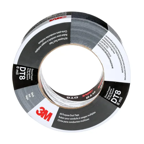 3M - Cinta adhesiva multiusos DT8 de resistencia industrial, negro, 4,78 cm x 55 m x 8 mil de grosor, adhesivo de grado profesional, 1 paquete