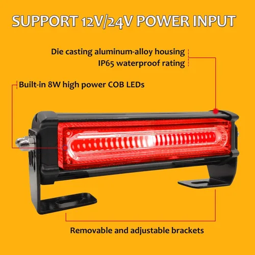 Miniatura 4 de Luces estroboscópicas de emergencia para vehículo, 4 en 1 LED de 32 W, montaje en superficie, barra de luz estroboscópica intermitente de Rojo