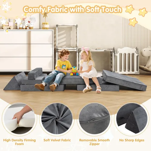 Miniatura 4 de JY QAQA - Juego de sofá modular de 18 piezas, sofá modular para niños pequeños con diseño de espuma convertible para niños y niñas, sofá modular