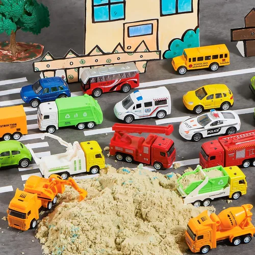 Miniatura 7 de JOYIN 20 piezas de coches de juguete de metal fundido, juguetes de coche a granel, juego de vehículos para niños pequeños, recuerdos de fiesta