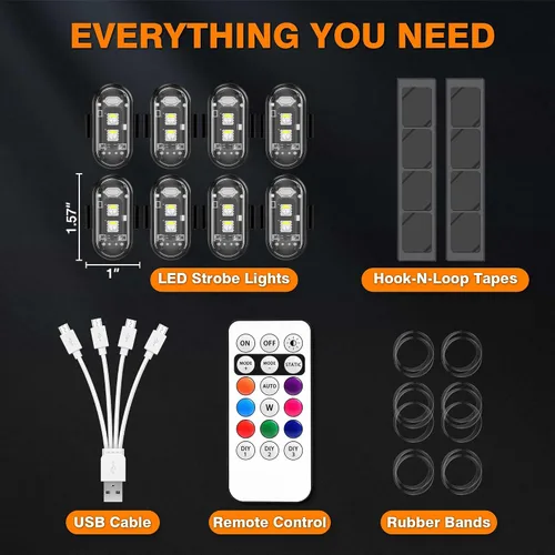 Miniatura 6 de 8 luces estroboscópicas LED inalámbricas, luz estroboscópica LED inalámbrica de alto brillo, 8 colores, 10 modos de flash, carga USB, impermeable