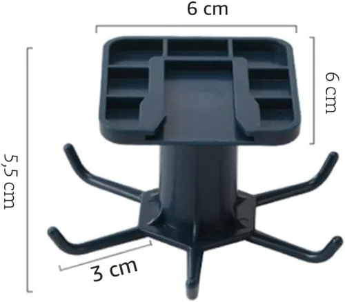 Miniatura 6 de 2 ganchos para utensilios de cocina para debajo del gabinete, rotación de 360°, sin perforaciones, adhesivos, estante para colgar herramientas, Negro