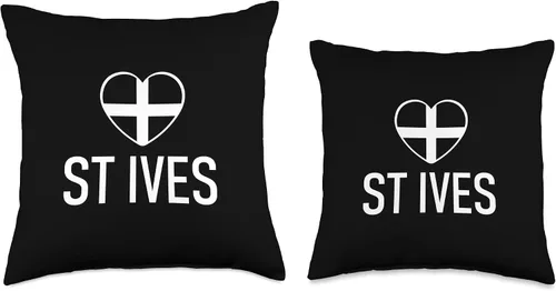 Miniatura 3 de I Love St Ives Cornwall Flag Heart Saint Piran Cornish Almohada