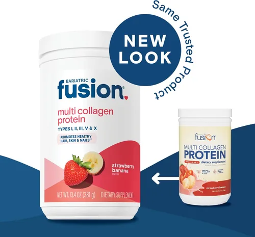 Miniatura 2 de Bariatric Fusion Proteína en polvo multicolágeno de fresa y plátano, complejo de apoyo articular de MSM y glucosamina, sin lácteos, gluten ni soja