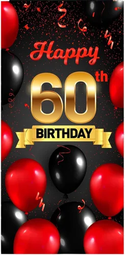 Miniatura 11 de Cartel de feliz cumpleaños 15 cumpleaños rojo y negro telón de fondo para cabina de fotos, globos de vítores a 15 años de edad, decoración temática