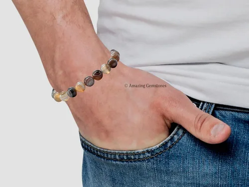 Miniatura 75 de Amazing Gemstone Pulsera de cristal para mujeres y hombres, pulsera de cristal curativo de protección, pulsera elástica con cuentas de piedras
