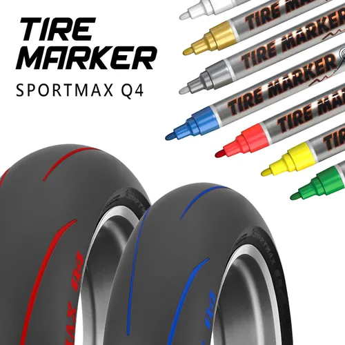 Miniatura 2 de MC MOTOPARTS Permanente Blanco Rojo Azul Verde Amarillo Neumático Marcador Lettering Pintura Herramienta Automotriz Motocicleta Cuidado Kit