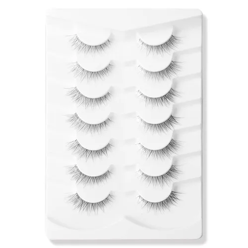 Miniatura 6 de Pestañas postizas cortas naturales, paquete de pestañas postizas de volumen ligero, banda transparente, pestañas postizas suaves, paquete múltiple