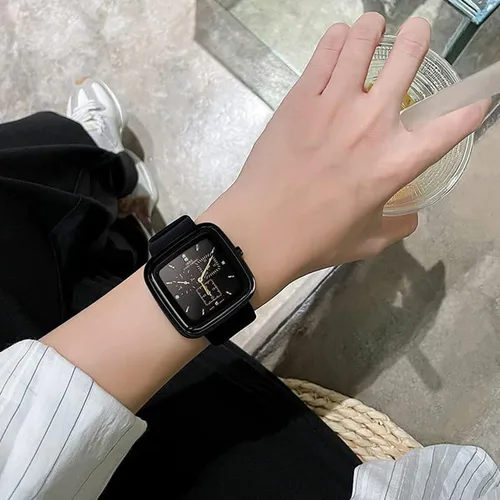 Miniatura 5 de IBSO BOERNI AIBISINO Relojes de cuarzo para mujer, esfera cuadrada, relojes casuales de silicona con correa de moda para niñas