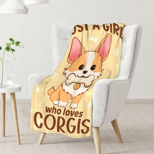Miniatura 2 de Corgi - Manta de regalo de 40 x 30 pulgadas, bonita manta para niños y niñas, mantas amarillas suaves y peludas para regazo, silla