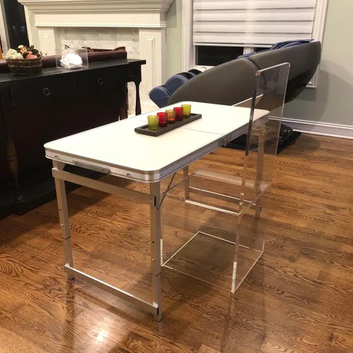 Miniatura 2 de FixtureDisplays® Mesa plegable de aluminio de 4 pies (48 pulgadas), altura ajustable de 24 a 28 pulgadas, mesa de campamento portátil ligera