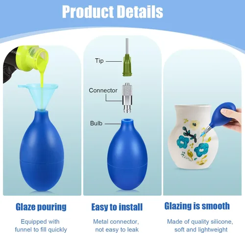 Miniatura 3 de Frienda 3 juegos de botellas de remolque antideslizantes para cerámica, esmalte de cerámica, aplicador de punta de precisión, botella de pegamento