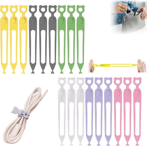 Miniatura 11 de Organizador de cables de datos, organizadores de auriculares de silicona multiusos actualizados 2025, organizadores de gestión de cables
