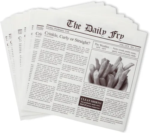 Miniatura 2 de Fox Run Forros de papel de cera para papas fritas, papel de periódico, 24