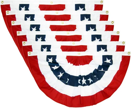 6 banderas patrióticas plisadas de Estados Unidos – 3 x 1.5 pies, bandera de Estados Unidos, bandera patriótica de banderines con estrellas y rayas