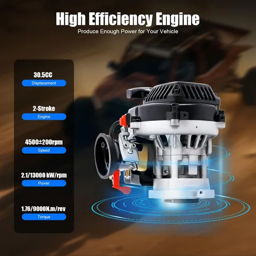 Miniatura 4 de Motor Rovan de 2 tiempos de 30.5 CC, 4 pernos fácil de arrancar, mango de retroceso, motor de refrigeración por aire forzado, compatible con HPI