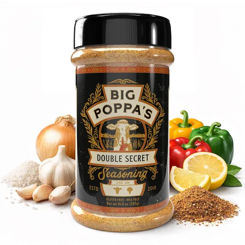 Miniatura 14 de Big Poppa's Double Secret Condimento para Bistec – Sazonador para Bistec Galardonado con Sal Marina Fina, Ajo en Polvo y Sal de Limón – Mezcla