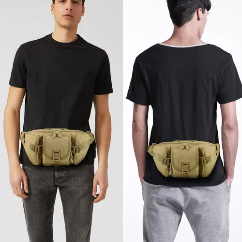 Miniatura 6 de FRTKK - Riñonera táctica militar con parche de la bandera de EE. UU., bolsa de cintura de utilidad con correa ajustable para actividades al aire