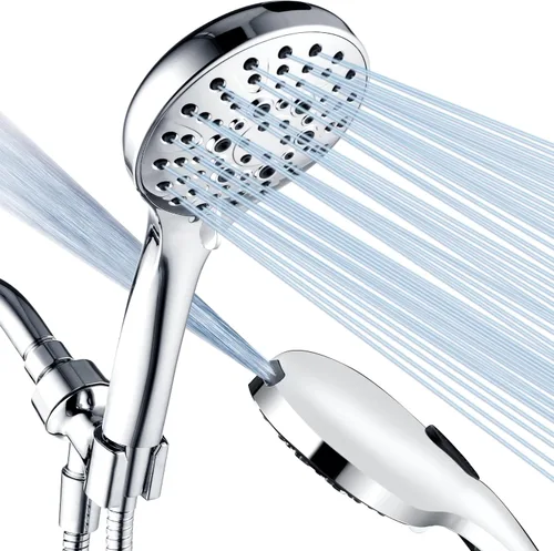 Miniatura 8 de BRIGHT SHOWERS Cabezal de ducha de alta presión con mango, 9 ajustes de pulverización, cabezal de ducha con lavado a presión integrado para limpiar