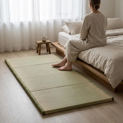 Miniatura 4 de MustMat Tatami Mat - Colchón japonés tradicional japonés, colchón de futón para piso, cama plegable de hierba rush, 35.4 x 78.7 x 1.2 pulgadas