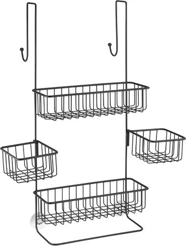 Miniatura 3 de iDesign Metalo - Organizador de ducha para baño, sobre la puerta, con cestas de almacenamiento para champú, acondicionador, jabón, color negro mate