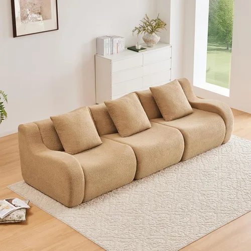 Miniatura 38 de Otomana de tela de peluche negra, moderno reposapiés modular sin hueso en una caja para sala de estar, cómodo diseño de asiento profundo,