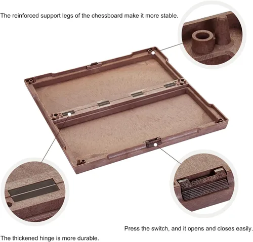 Miniatura 5 de Juego de ajedrez magnético de viaje mini 6.5 pulgadas, estilo nogal - Pequeño tablero de ajedrez plegable de bolsillo, ideal para viajes y regalos