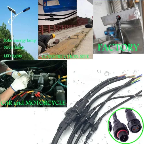 Miniatura 2 de Conector impermeable de 2 cables, conector LED macho hembra de 16 AWG de 2 pines con cable de extensión IP65, 7.9 in para automóvil, tira de luces