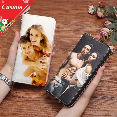 Miniatura 9 de Personality - Cartera de cuero para mujer, bolso de mano, tarjeteros, billeteras personalizadas, fotos, carteras para imprimir cualquier foto, Negro