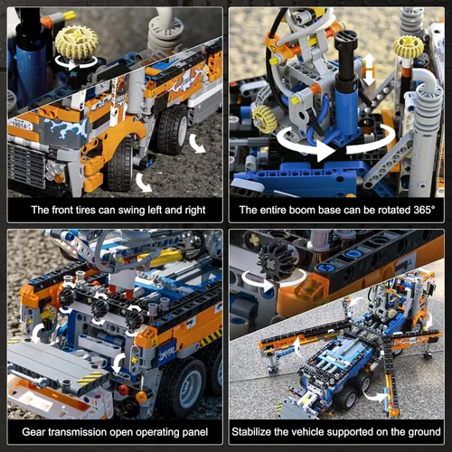 Miniatura 4 de Mould King 19014 Technology - Kit de construcción de camiones con bomba de hormigón neumática, ingeniería multicolor, juguetes de grúa telescópica