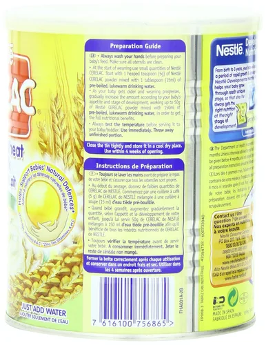 Miniatura 4 de Nestle Cerelac, miel y trigo con leche (de 12 meses), latas de 14.11 onzas (paquete de 4)