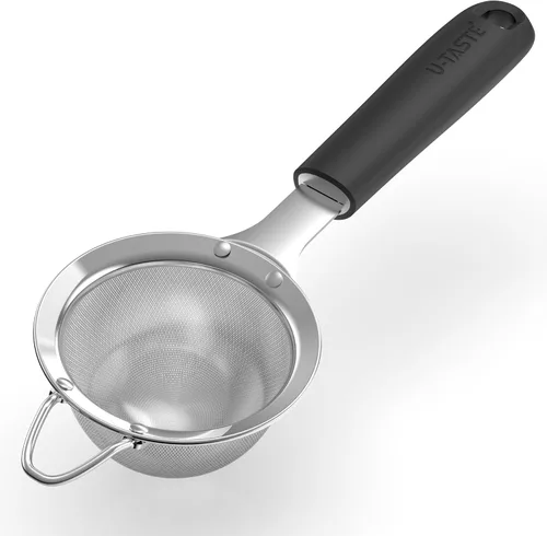 Miniatura 11 de U-Taste Colador pequeño de malla fina: 18/8 de acero inoxidable, 8,5 cm, 30 malla, colador de cocina de malla fina con asa de silicona remachada (4)