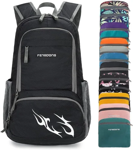 Miniatura 18 de FENGDONG mochila ligera plegable impermeable de 35L, mochila de senderismo pequeña para viajes, para hombres y mujeres