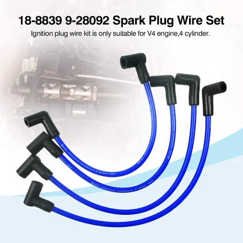 Miniatura 2 de Juego de 4 cables de bujía marina, se adapta a Johnson Evinrude 90 115 HP, motores fuera de borda OE repuesto 18-8839 9-28092, juego de cables
