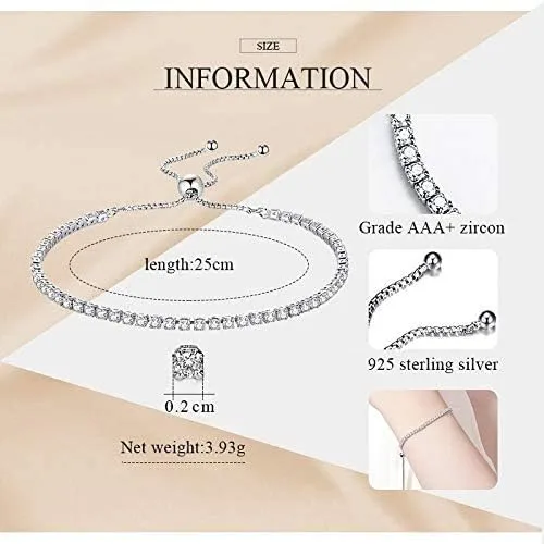 Miniatura 2 de Pulsera de tenis de plata de ley 925 con cristales Swarovski auténtica Bolenvi Plata de ley Sin gemas