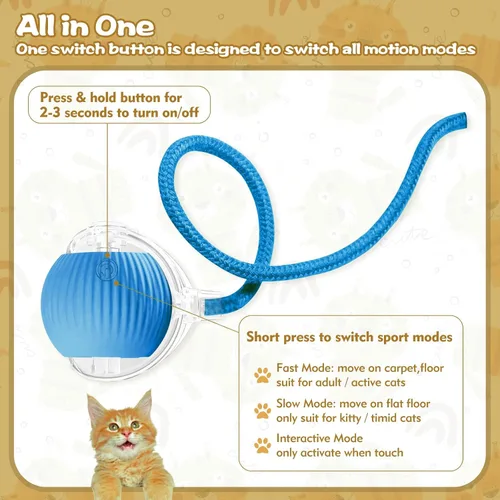 Miniatura 2 de Pelotas interactivas para gatos de interior, juguetes automáticos mejorados para gatos adultos aburridos en interiores, pelota, Peppy Pet Ball
